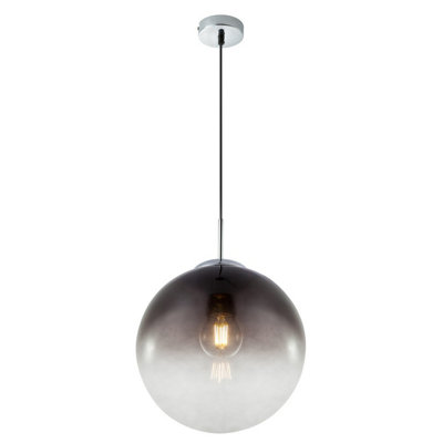Luminosa Lighting Luminosa Varus 30Cm Globe Pendant Ceiling Light Chrome Glass Shade 1X E27 from B&Q