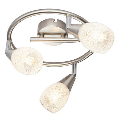 Luminosa Lighting Luminosa Franziska Ceiling Spotlight Clusters Nickel Matt Clear Glass Shade 3X E14 from B&Q
