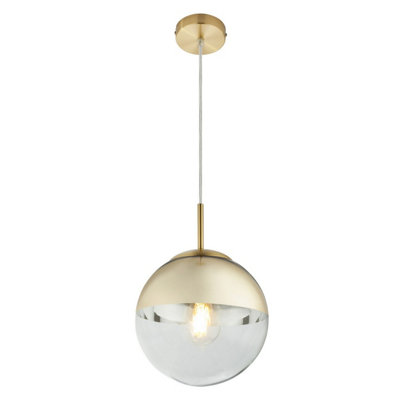Luminosa Lighting Luminosa Varus 20Cm Globe Pendant Ceiling Light Gold Colors Transparent Glass Shade 1X E27 from B&Q