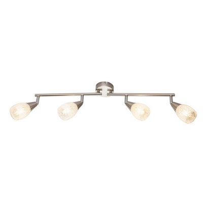 Luminosa Lighting Luminosa Franziska Ceiling Spotlight Bar Nickel Matt Clear Glass Shade 4X E14 from B&Q