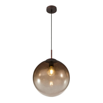 Luminosa Lighting Luminosa Varus Globe Pendant Ceiling Light Brown Amber Glass Shade 1X E27 from B&Q