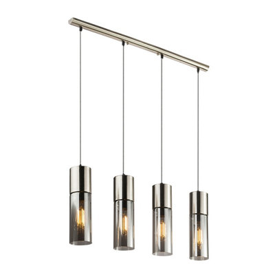 Luminosa Lighting Luminosa Annika Bar Pendant Ceiling Light Nickel Matt Glass Shade 4X E27 from B&Q