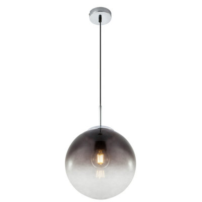 Luminosa Lighting Luminosa Varus 25Cm Globe Pendant Ceiling Light Chrome Smoke Glass Shade 1X E27 from B&Q