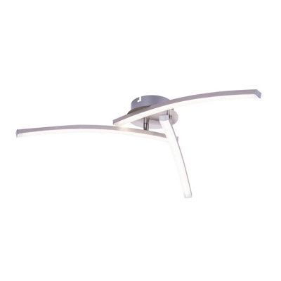 Luminosa Lighting Luminosa Tansy Integrated Led Semi Flush Ceiling Light Nickel Matt 3X Led 3000-4000K from B&Q