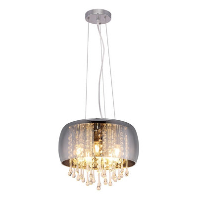 Luminosa Lighting Luminosa Kalla 35Cm Pendant Ceiling Light Chrome Glass Shade 5X E14 from B&Q