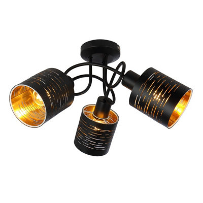 Luminosa Lighting Luminosa Tunno Multi Arm Semi Flush Ceiling Lamp Black 3X E14 from B&Q