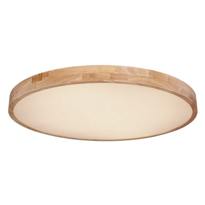 Luminosa Lighting Luminosa Rainer Flush Ceiling Light Wood Look Led Dimmable 3000-6000K Remote Control from B&Q