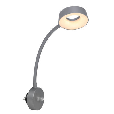 Luminosa Lighting Luminosa Lehovo Reading Wall Light Silver Colored Led Dimmable 3000K from B&Q