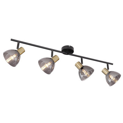 Luminosa Lighting Luminosa Jay Ceiling Spotlight Bar Black Glass Shade 4X E14 from B&Q