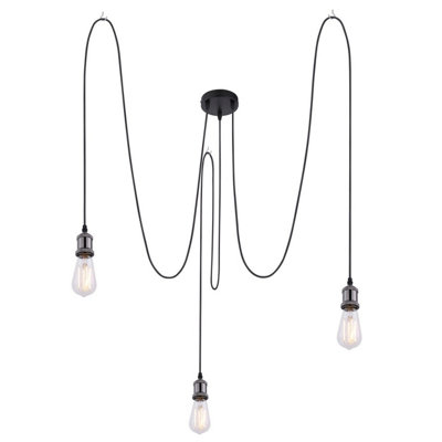 B&Q -  Luminosa Oliver Cluster Pendant Ceiling Light Black 3X E27