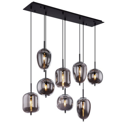 Luminosa Lighting Luminosa Blacky Cluster Pendant Ceiling Light Black Glass Shade 8X E14 from B&Q