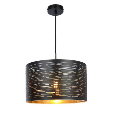 Luminosa Lighting Luminosa Tunno Cylindrical Pendant Ceiling Light Black 1X E27 from B&Q