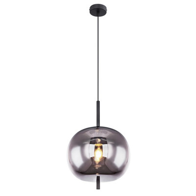 Luminosa Lighting Luminosa Blacky Globe Pendant Ceiling Light Black Glass Shade 1X E27 from B&Q