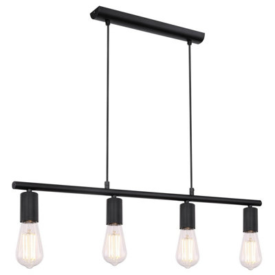 Luminosa Lighting Luminosa Martha Bar Pendant Ceiling Light Black 4X E27 from B&Q