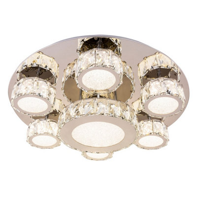 Luminosa Lighting Luminosa Amur Ceiling Light Chrome K9 Crystals 7X Led 4000K from B&Q