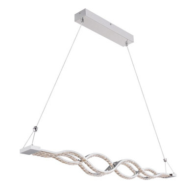 Luminosa Lighting Luminosa Pilla Pendant Ceiling Light Chrome Clear Glass Shade Led Dimmable 3000-6000K from B&Q