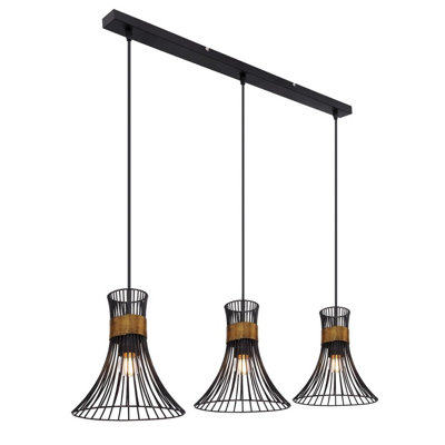 B&Q -  Luminosa Purra Bar Pendant Ceiling Light Black 3X E27