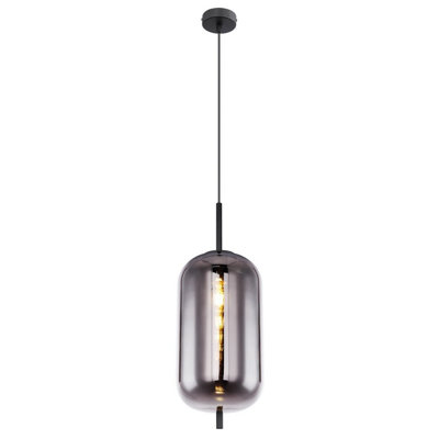 Luminosa Lighting Luminosa Blacky Slim Pendant Ceiling Light Black Glass Shade 1X E27 from B&Q