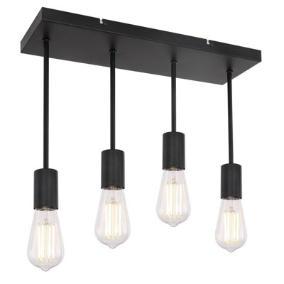 Luminosa Lighting Luminosa Martha Multi Arm Semi Flush Ceiling Lamp Black 4X E27 from B&Q