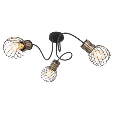 Luminosa Lighting Luminosa Argusto Multi Arm Semi Flush Ceiling Lamp Matt Black 3X E27 from B&Q
