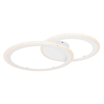 B&Q -  Luminosa Fenna Integrated Led Semi Flush Ceiling Light White 2X Led Dimmable 3000-6000K Remote Control