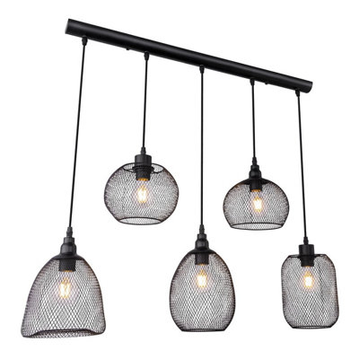 B&Q -  Luminosa Anya Cluster Pendant Ceiling Light Black 5X E27
