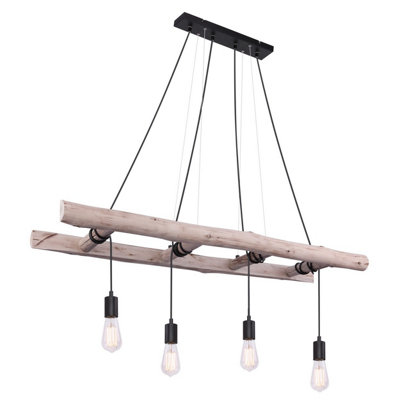 B&Q -  Luminosa Irmgard Bar Pendant Ceiling Light Natural Color 4X E27