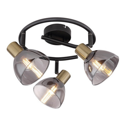 Luminosa Lighting Luminosa Jay Ceiling Spotlight Clusters Black Glass Shade 3X E14 from B&Q