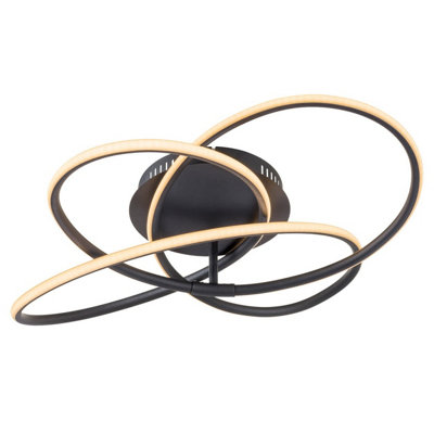 Luminosa Lighting Luminosa Panda Integrated Led Semi Flush Ceiling Light Matt Black Led 3000K from B&Q