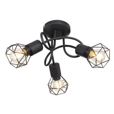 Luminosa Lighting Luminosa Xara I Multi Arm Semi Flush Ceiling Lamp Black 3X E14 from B&Q
