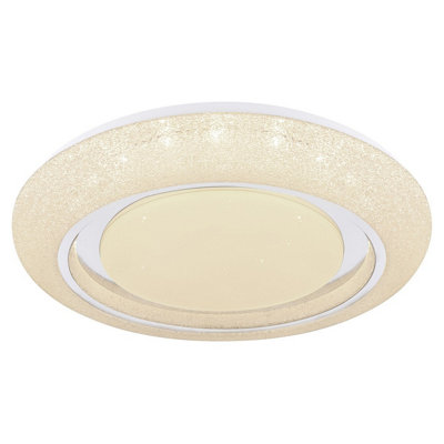 Luminosa Lighting Luminosa Rada Decorative Flush Ceiling Light White Led Dimmable 3000-6000K Remote Control Tuya Smart from B&Q