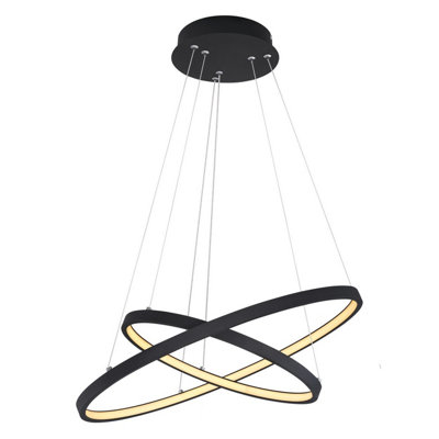 Luminosa Lighting Luminosa Ralph Twin Ring Pendant Ceiling Light Matt Black 2X Led Dimmable 3000K from B&Q