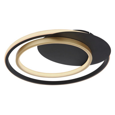 B&Q -  Luminosa Rodan Integrated Led Semi Flush Ceiling Light Black 2X Led Dimmable 3000-6000K Remote Control