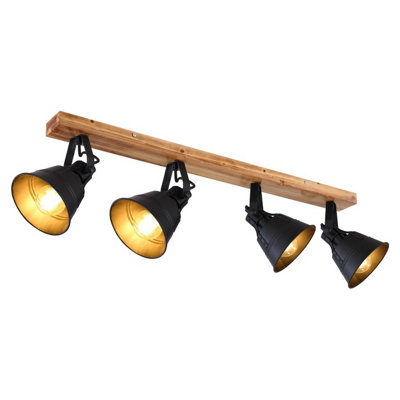 Luminosa Lighting Luminosa Günther Ceiling Spotlight Bar Brown 4X E27 from B&Q