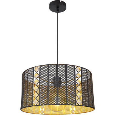 B&Q -  Luminosa Abini 42Cm Cylindrical Pendant Ceiling Light Matt Black 1X E27