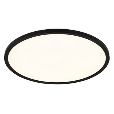 Luminosa Lighting Luminosa Sapana 42Cm Round Flush Ceiling Light Black Ip44 Led 3000K from B&Q