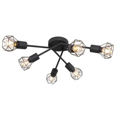 Luminosa Lighting Luminosa Xara I Multi Arm Semi Flush Ceiling Lamp Black 6X E14 from B&Q