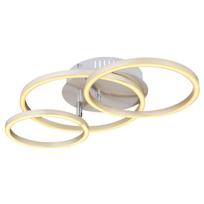 Luminosa Lighting Luminosa Kendy Integrated Led Semi Flush Ceiling Light Nickel Matt 3X Led 3000K from B&Q