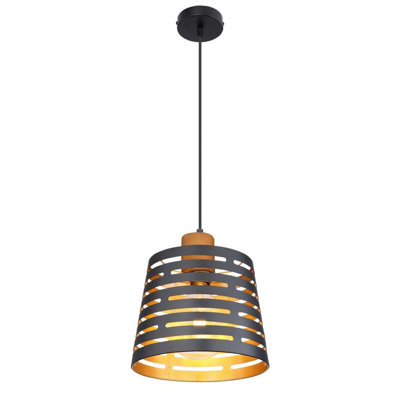 B&Q -  Luminosa Ablona 25Cm Cylindrical Pendant Ceiling Light Matt Black 1X E27