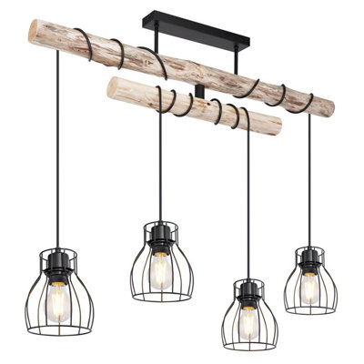 B&Q -  Luminosa Mina Bar Pendant Ceiling Light Matt Black 4X E27