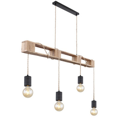 B&Q -  Luminosa Joelle Bar Pendant Ceiling Light Matt Black 4X E27