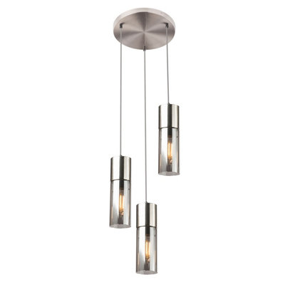 Luminosa Lighting Luminosa Annika Cluster Pendant Ceiling Light Nickel Matt Glass Shade 3X E27 from B&Q