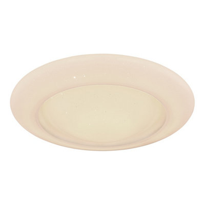 Luminosa Lighting Luminosa Rava Patterned Glass Flush Ceiling Light White Led Dimmable 3000-6500K Remote Control from B&Q