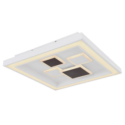B&Q -  Luminosa Nolo Integrated Led Semi Flush Ceiling Light White Led Dimmable 3000-6000K Remote Control Timer Tuya Smart