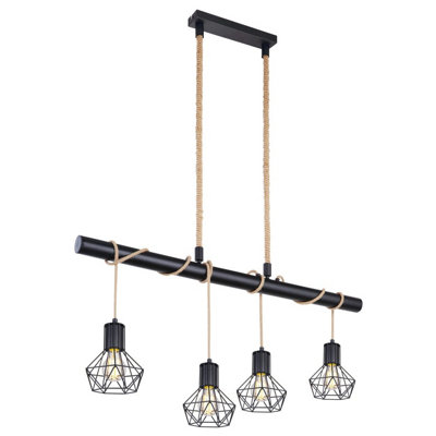B&Q -  Luminosa Priska Bar Pendant Ceiling Light Matt Black 4X E27