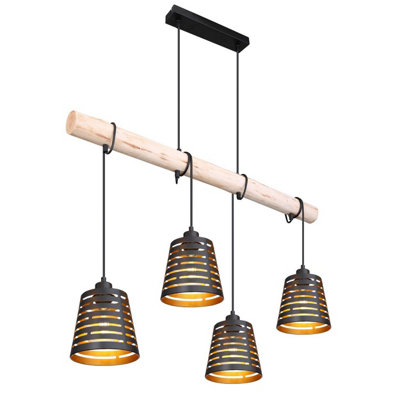 B&Q -  Luminosa Ablona Bar Pendant Ceiling Light Matt Black 4X E27