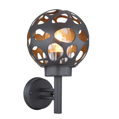 Luminosa Lighting Luminosa Hilario Outdoor Globe Wall Lamp Anthracite Ip44 1X E27 from B&Q