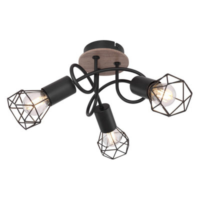 Luminosa Lighting Luminosa Xara I Multi Arm Semi Flush Ceiling Lamp Black Brown 3X E14 from B&Q