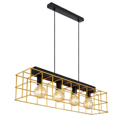 Luminosa Lighting Luminosa Merril Bar Pendant Ceiling Light Black 4X E27 from B&Q