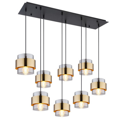 B&Q -  Luminosa Milley Cluster Pendant Ceiling Light Matt Black Glass Shade 8X E27